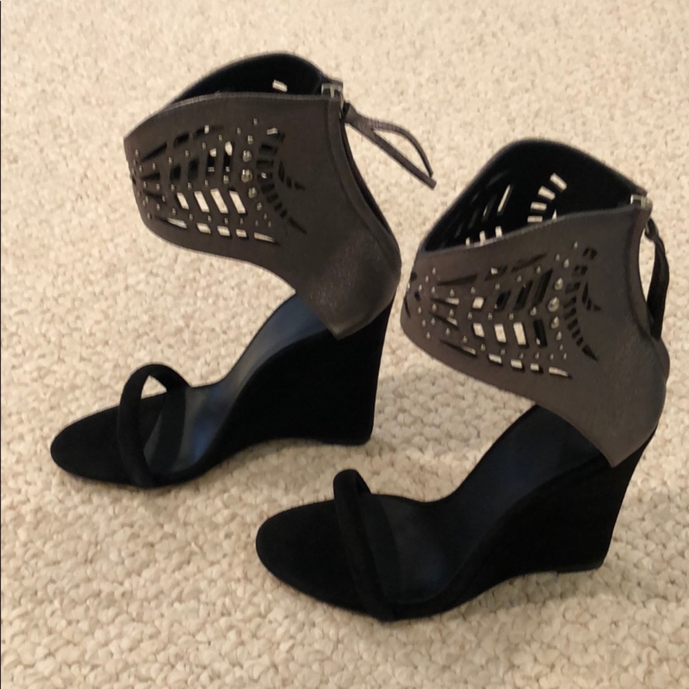 Iro Women’s Black Suede Wedges 38 Made in Italy - Picture 4 of 5